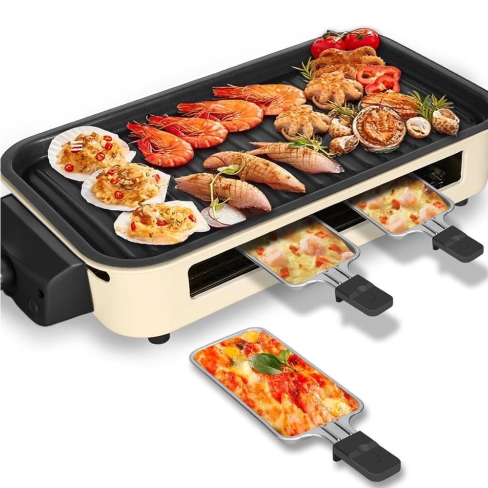 B944 1500W 2 in 1 Electric Indoor Smokeless Grill With Non Stick Removable Grill